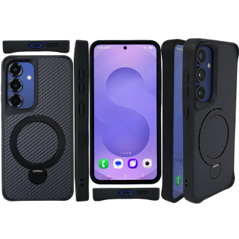 Samsung Galaxy S25 MagSafe Hoesje &ndash; Zwart Carbon Look | Magnetisch & Schokbestendig | Telefoonstar Ede