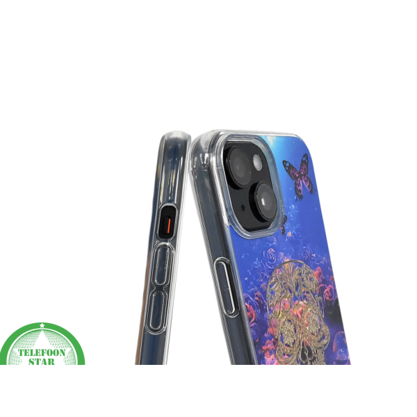 iPhone 15 Plus Hoesje &ndash; Neon Skull &amp; Vlinder Design | Creatief, Stoer &amp; Beschermend – foto 6