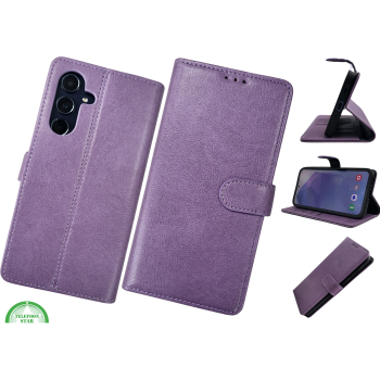 A17 Paars Boek Leer Stijlvolle en Beschermende Wallet Case