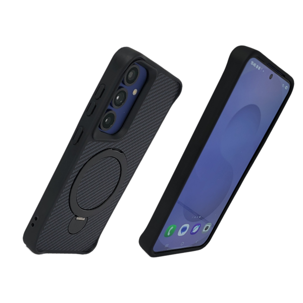 Samsung Galaxy S25 MagSafe Hoesje &ndash; Zwart Carbon Look | Magnetisch &amp; Schokbestendig | Telefoonstar Ede – foto 3