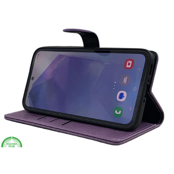 A17 Paars Boek Leer Stijlvolle en Beschermende Wallet Case – foto 3