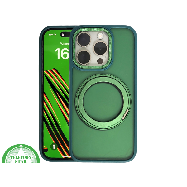Glanzend Groen iPhone 15 Pro Hoesje met Ringhouder &ndash; Transparant &amp; MagSafe | Telefoonstar.nl – foto 3