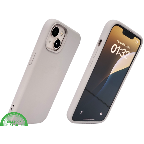 Siliconen Cover iPhone 13 / 14 &ndash; Mat Lichtgrijs | Minimalistische Bescherming – foto 2