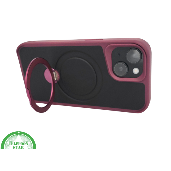 iPhone 15 Plus Hoesje &ndash; Zwart-Bordeaux met MagSafe Ring | Stijlvol &amp; Functioneel – foto 4