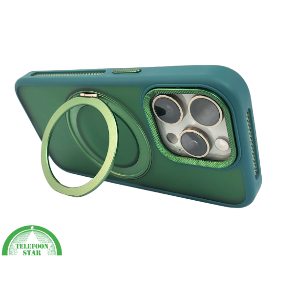 Glanzend Groen iPhone 15 Pro Hoesje met Ringhouder &ndash; Transparant &amp; MagSafe | Telefoonstar.nl – foto 4