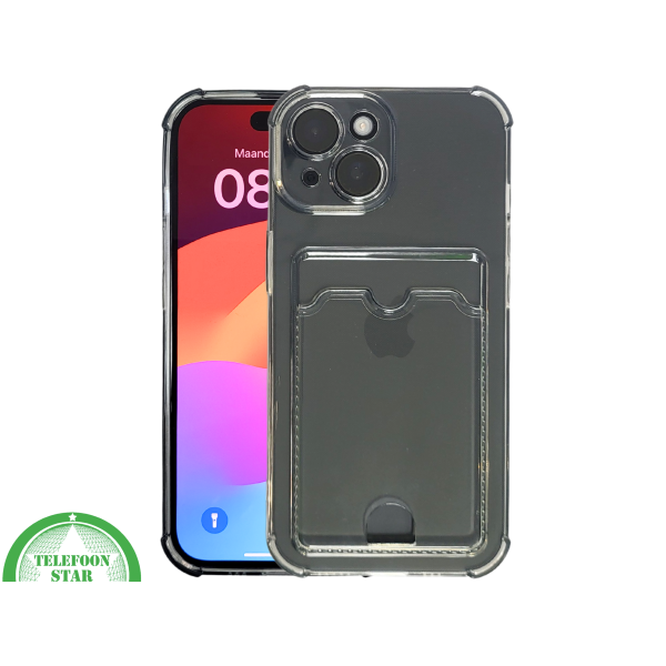 iPhone 15 Transparant Hoesje &ndash; Met Opklapbare Kaarthouder &amp; Stevige Bescherming – foto 3