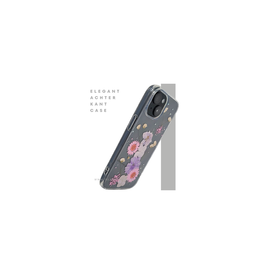 iPhone 15 Plus Transparant Hoesje met Gedroogde Bloemen &ndash; Elegant en Beschermend