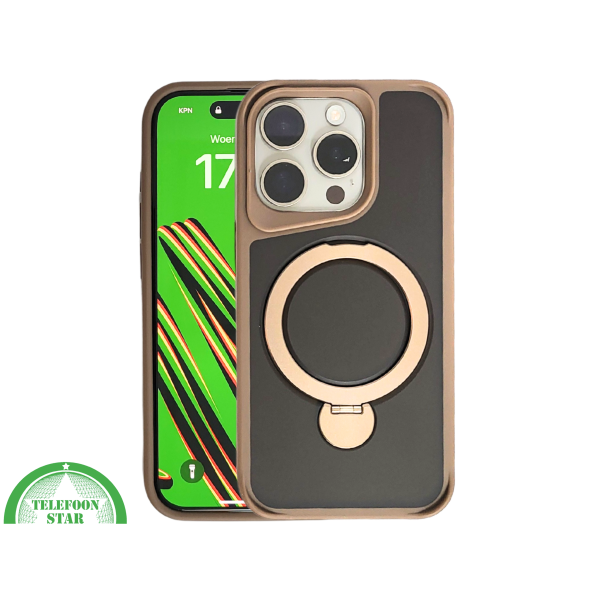 iPhone 15 Pro Max Hoesje met Ringhouder &ndash; Luxe Bescherming in Bruin-Zwart Design – foto 3
