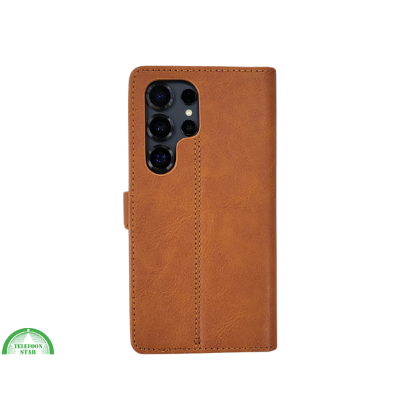 S25 Edge Boek Case Leer Stijlvolle en Beschermende Wallet Case Bruin – foto 8