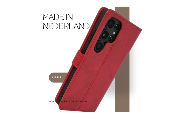 Rood hoesje met 3 pasje voor S25 Ultra