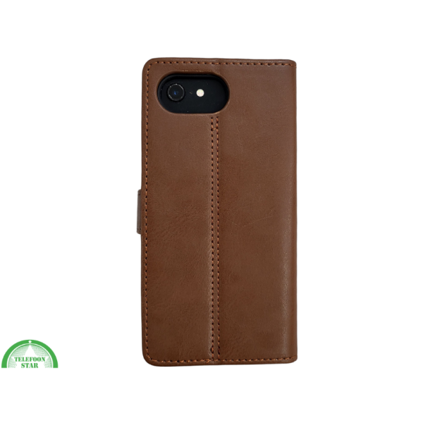 Hoesje voor iPhone 17e Boek Case Leer Wallet Case Donker Bruin – foto 4