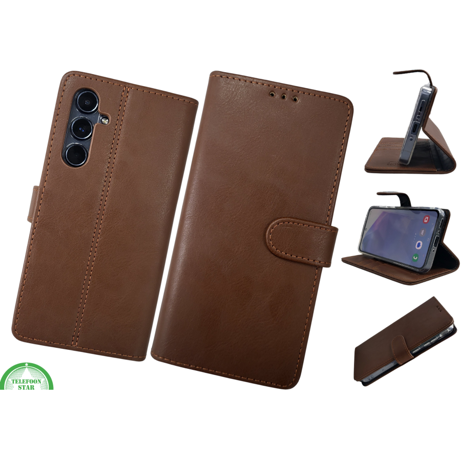 Samsung Galaxy S25 FE Boek Case Leer Stijlvolle en Beschermende Wallet Case D Bruin