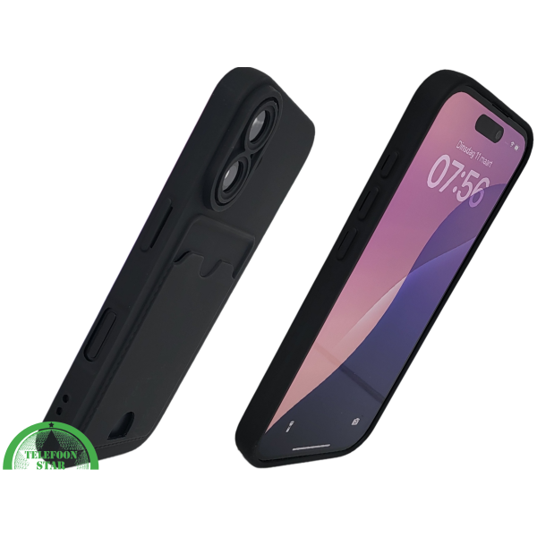 iPhone 17 Pro / Pro Max Hoesje Zwart met Kaarthouder &ndash; Schokbestendig – foto 2