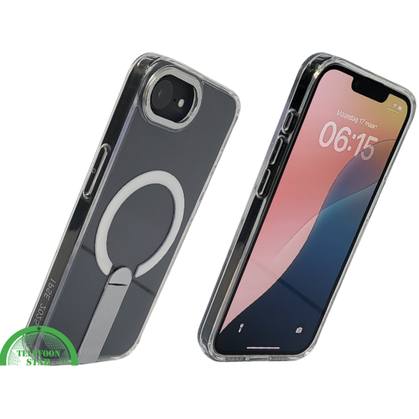 iPhone 16E Transparante witte randen Hoes met MagSafe Ring – foto 2