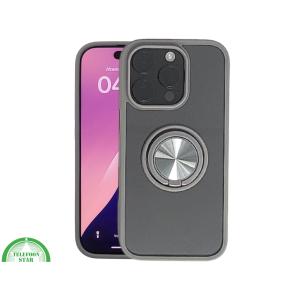 iPhone 16 Pro max Grijs Hoesje Met Ringhouder Stevige Rugcover Voor Extra Grip – foto 3