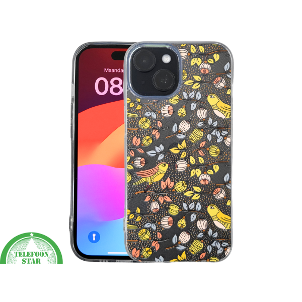 iPhone 15 Hoesje &ndash; Herfstvogels Design met Transparante Rand | Kleurrijk &amp; Beschermend – foto 3