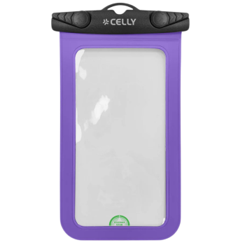 Celly Universele Waterdichte Telefoonhoes Paars IPX8 &ndash; Geschikt voor iPhone 18 Serie tot 7 Inch