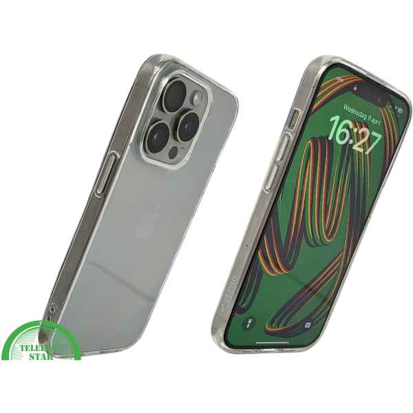 Transparant iPhone 15 Pro Hoesje met Zilveren Randen &ndash; Elegant &amp; Slank | Telefoonstar.nl – foto 2