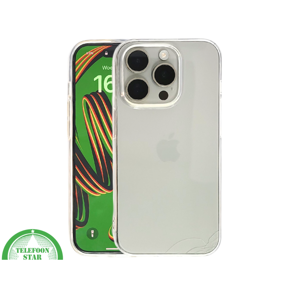 Transparant iPhone 15 Pro Hoesje met Zilveren Randen &ndash; Elegant &amp; Slank | Telefoonstar.nl – foto 3