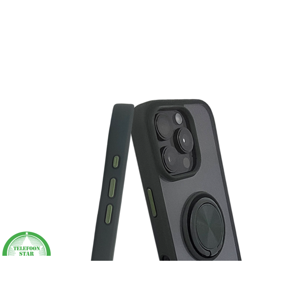 iPhone 16 Pro Max Zwart Hoesje Met Ringhouder Stevige Rugcover Voor Extra Grip – foto 7