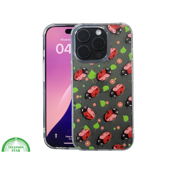 iPhone 16 Pro Max Transparant Hoesje Met Lieveheersbeestjes Groene Achtergrond Bescherming – foto 3