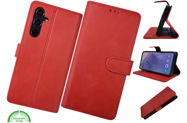 S25 deep Rood Leer Stijlvolle en Beschermende Wallet lather