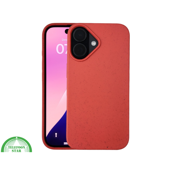 iPhone 16 hoesje rood eco-vriendelijk bioplastic schokbestendige cover – foto 3