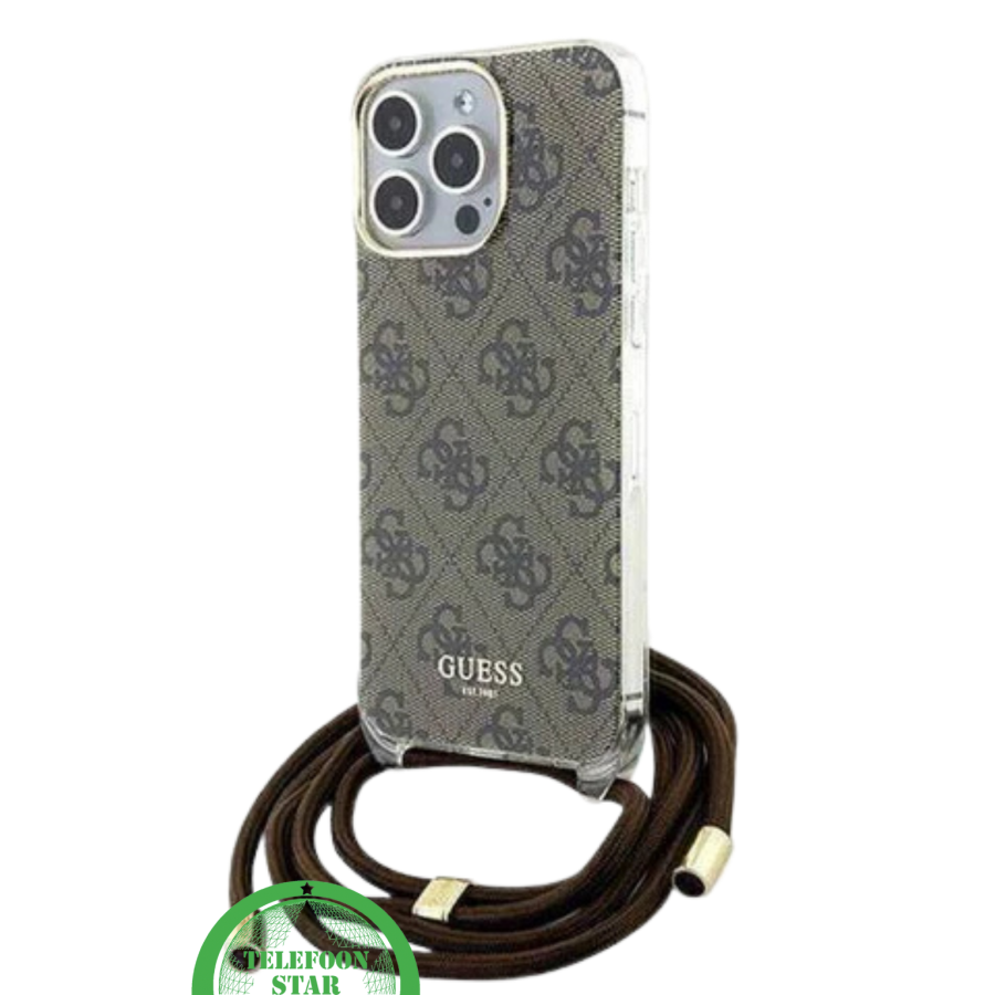 iPhone 15 Pro Max Hoesje Bruin met Verstelbaar Koord &ndash; Telefoonstar