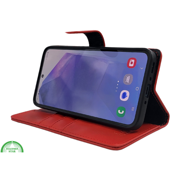 S25 deep Rood Leer Stijlvolle en Beschermende Wallet lather – foto 3