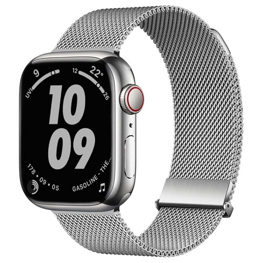 Apple Watch Metalen Magnetisch Milanees Mesh Bandje 42/44/45/49mm Zilver