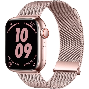 Apple Watch Metalen Magnetisch Milanees Mesh Bandje 42/44/45/49mm Rosegoud