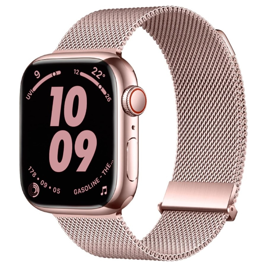 Apple Watch Metalen Magnetisch Milanees Mesh Bandje 42/44/45/49mm Rosegoud