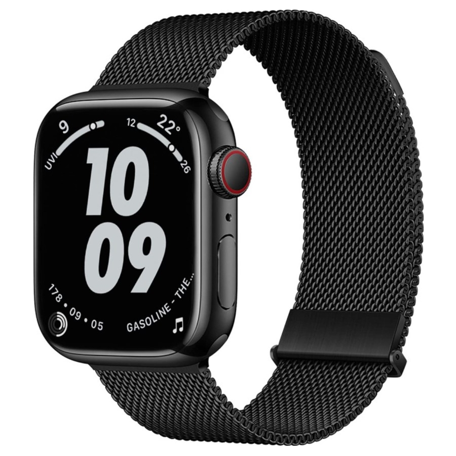 Apple Watch Metalen Magnetisch Milanees Mesh Bandje 42/44/45/49mm Zwart