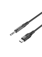 AUX Naar USB-C Gevlochten Audiokabel 120 CM Zwart