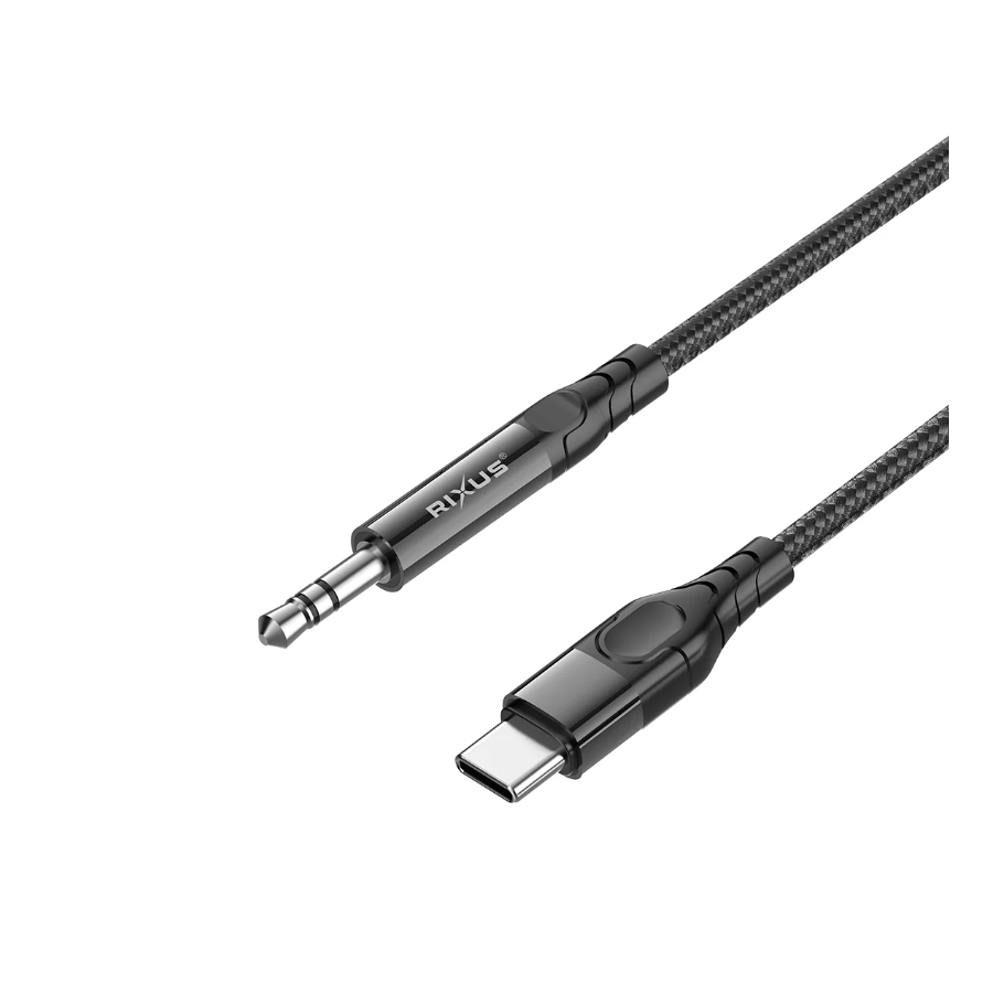 AUX Naar USB-C Gevlochten Audiokabel 120 CM Zwart