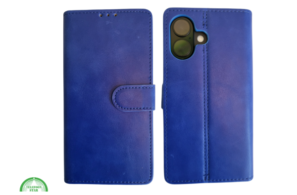 Boek Case Leer Wallet Case Donkerblauw iPhone 16