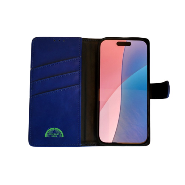 Boek Case Leer Wallet Case Donkerblauw iPhone 16 Plus – foto 8