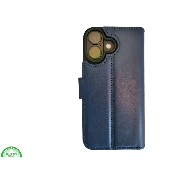 Boek Case Leer Wallet Case Donkerblauwe iPhone 16 – foto 2