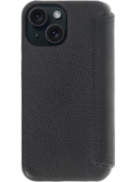 iPhone 15 100% Leer hoesje | Lederen Bookcase | Minimalistisch | Zwart