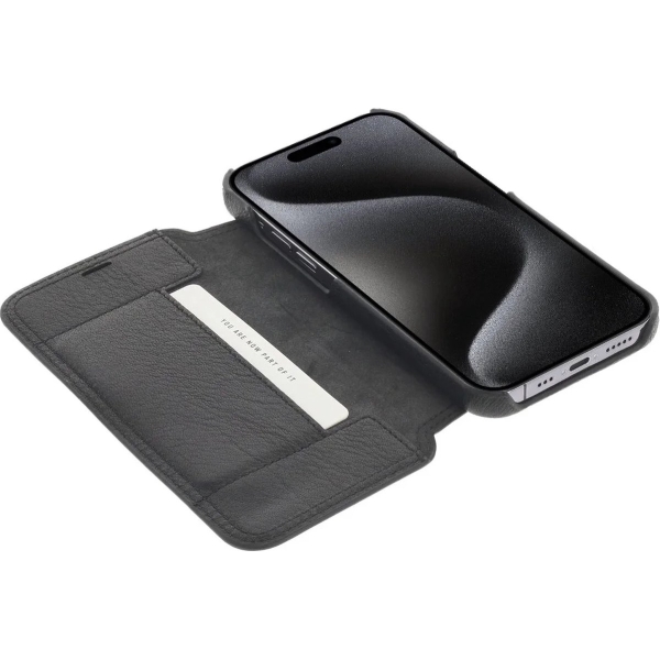 iPhone 15 Plus 100% Leer hoesje | Lederen Bookcase | Minimalistisch | Zwart – foto 2