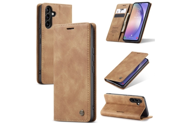 Bookcase Samsung S24 FE | Functioneel Hoesje Samsung | Wallet case | Bruin