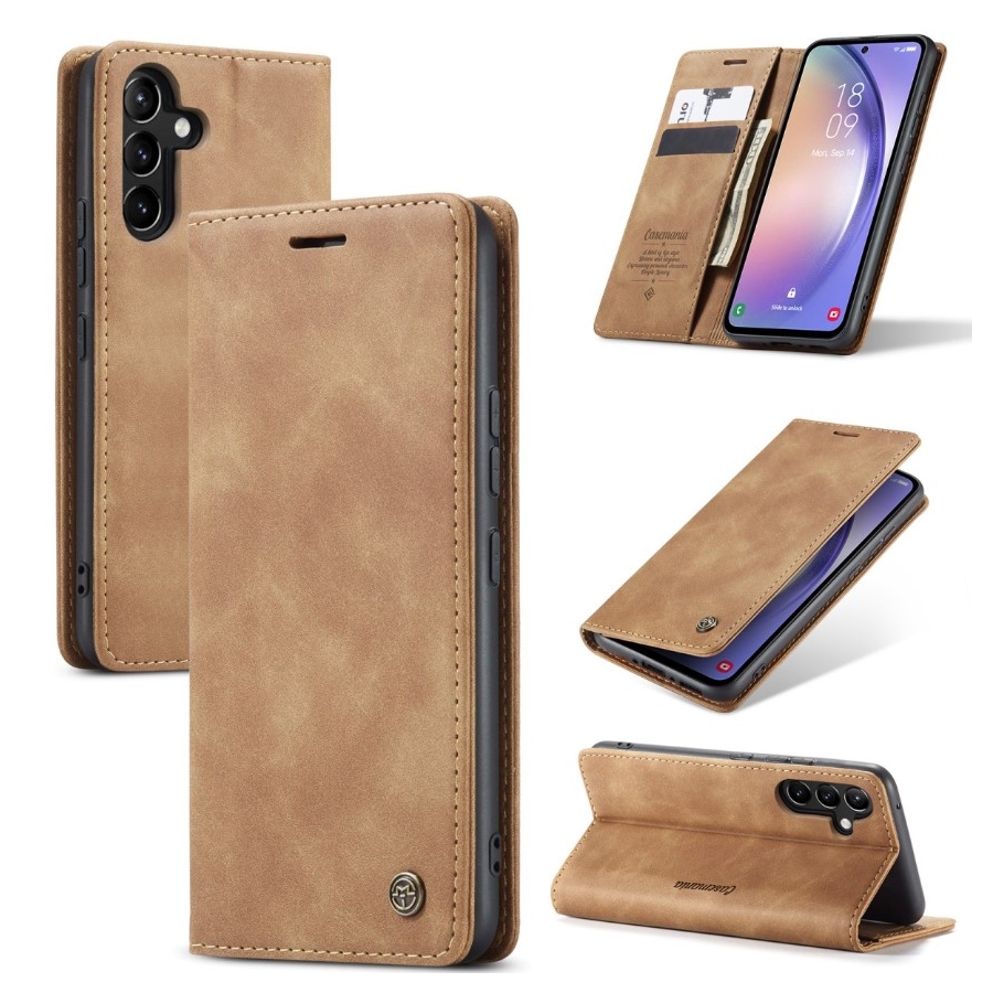 Bookcase Samsung S24 FE | Functioneel Hoesje Samsung | Wallet case | Bruin