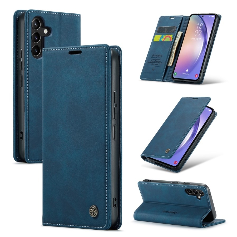 Bookcase Samsung S24 FE | Functioneel Hoesje Samsung | Wallet case | Donkerblauw