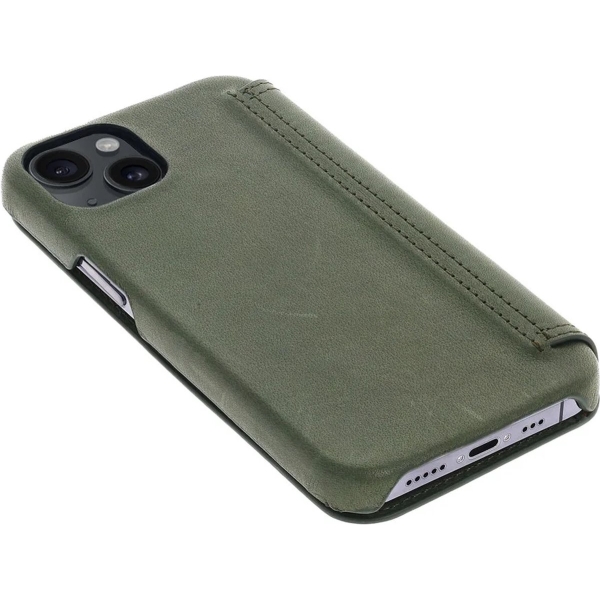 iPhone 15 Plus 100% Leer hoesje | Lederen Bookcase | Minimalistisch | Olijfgroen – foto 3