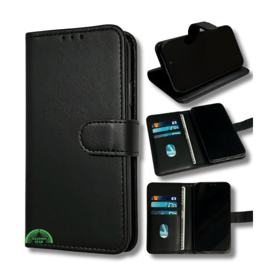 Hoesje voor Samsung Xcover 7 Zwart Bookcase Slim Leren met Pasjeshouder