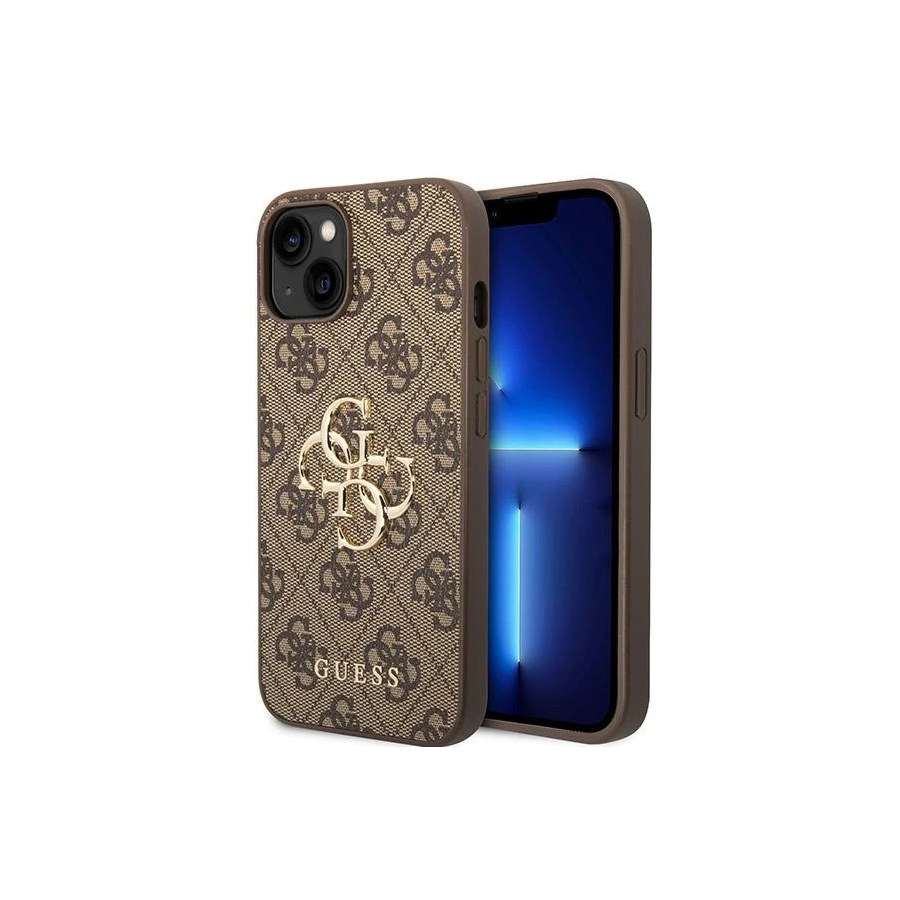 iPhone 15 Hardcase | Guess Gouden Logo | Backcover Bruin