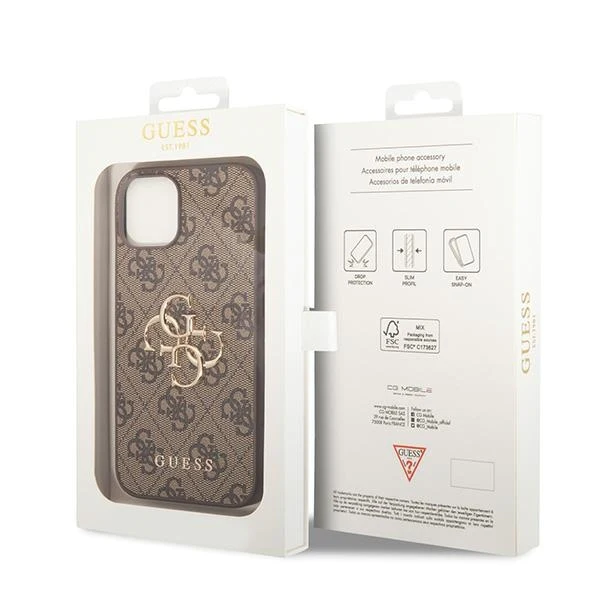 iPhone 15 Hardcase | Guess Gouden Logo | Backcover Bruin – foto 4