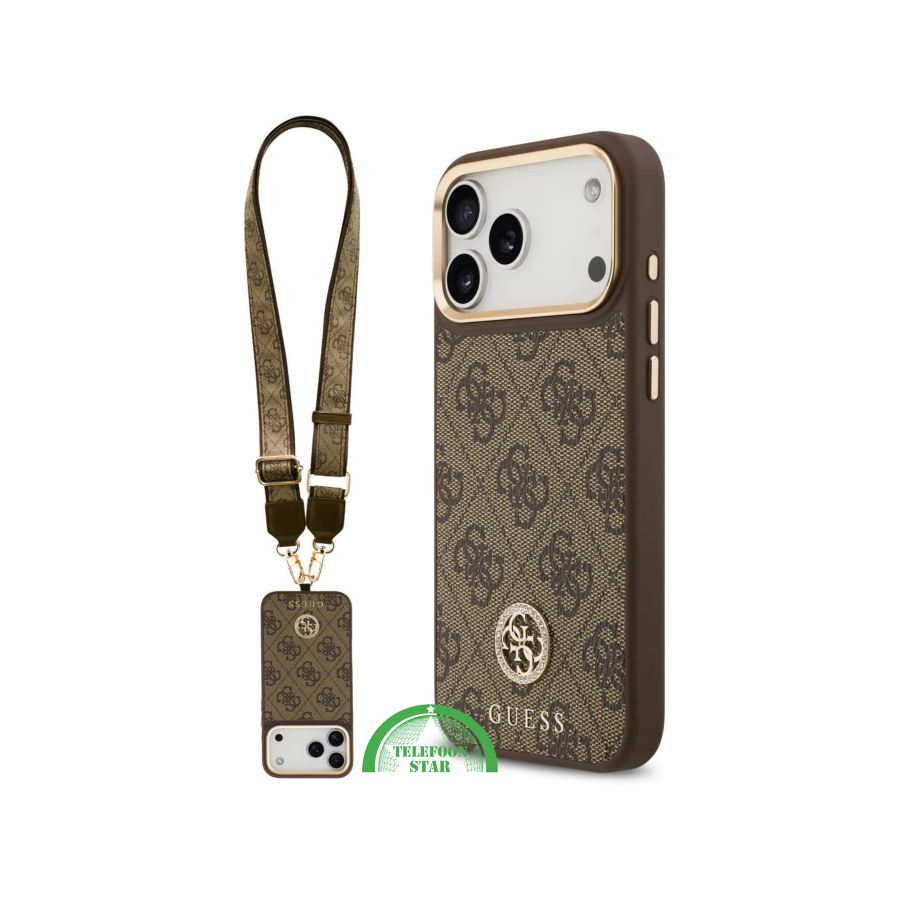 Guess iPhone 17 Pro Max Crossbody Hoesje met Band &ndash; Luxe MagSafe Bescherming in Bruin Design