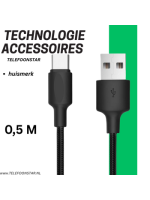 USB-A naar USB-C Kabel &ndash; 50cm &ndash; Snelladen & Gevlochten &ndash; Compact & Krachtig &ndash; Zwart