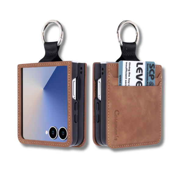 Samsung Galaxy Z Flip 7 Luxe Wallet Hoesje Bruin – foto 5